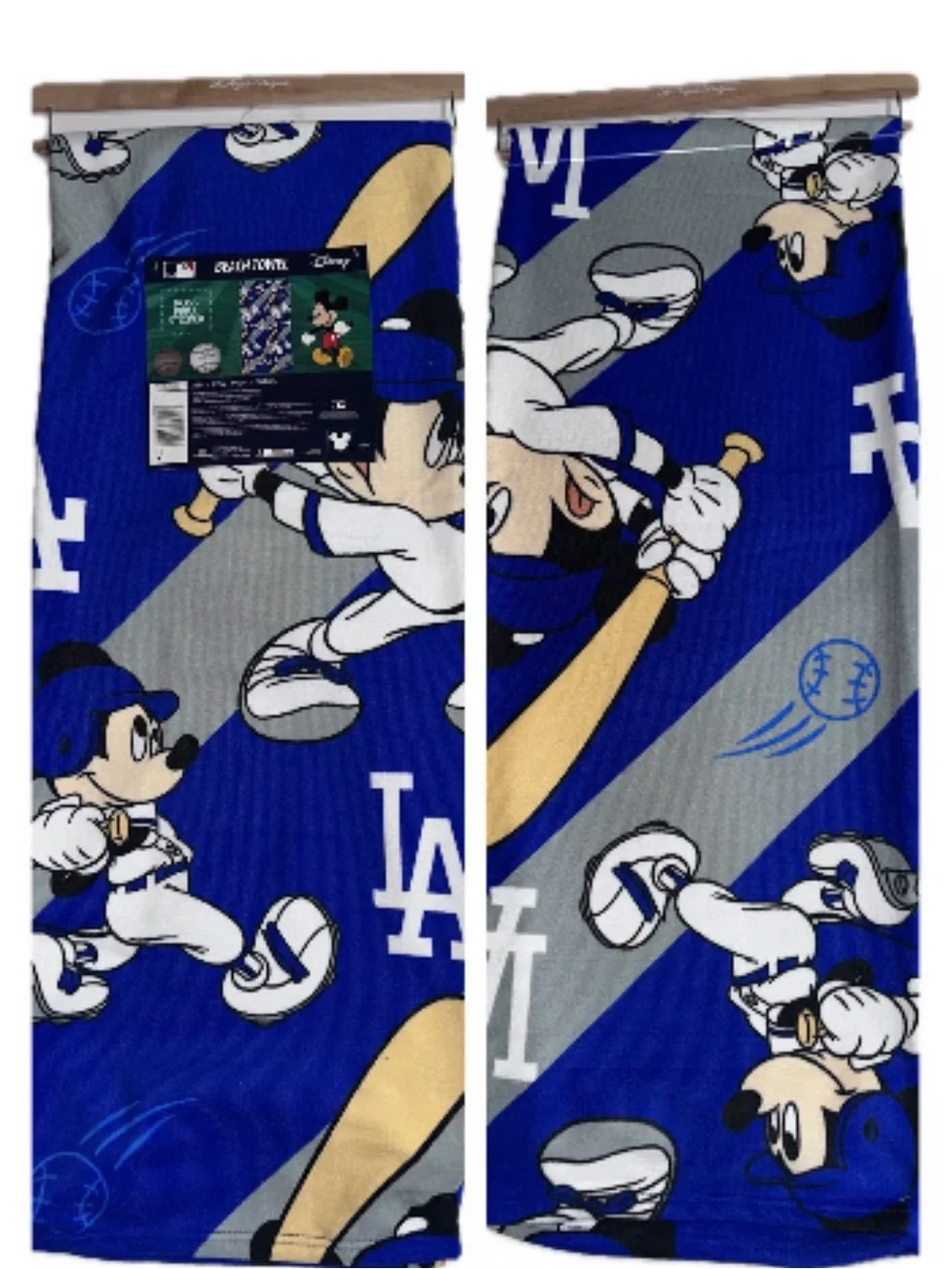 Disney Blue, White & Gray  Mickey Dodgers thick Beach Towel 36X72